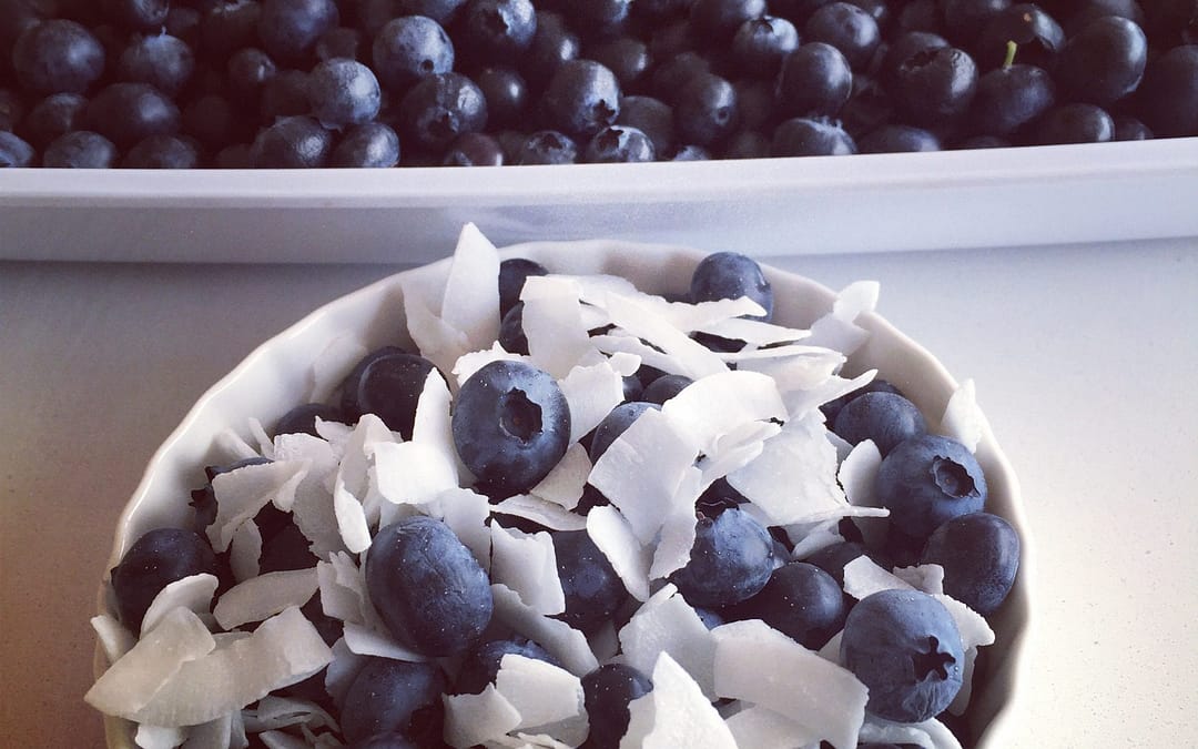 Blueberries and coconut flakes